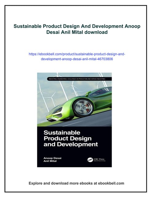 Sustainable Product Design And Development Anoop Desai Anil Mital