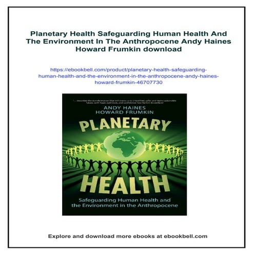 Planetary Health Safeguarding Human Health And The Environment In The ...