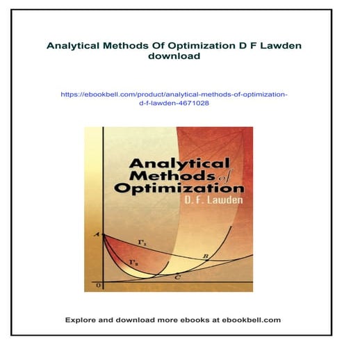 Analytical Methods Of Optimization D F Lawden | PDF