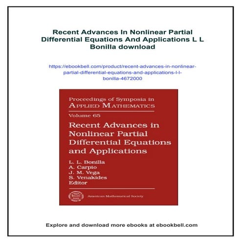 Recent Advances In Nonlinear Partial Differential Equations And ...