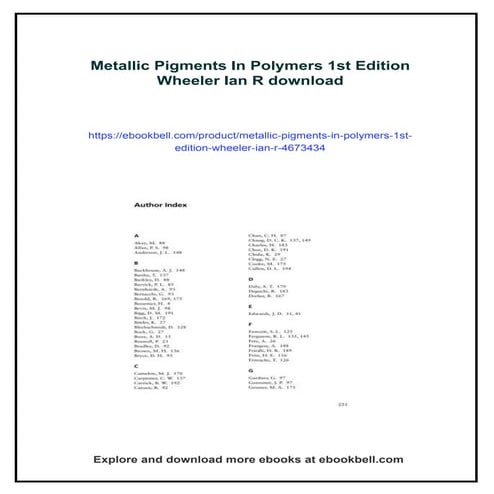 Metallic Pigments In Polymers 1st Edition Wheeler Ian R | PDF
