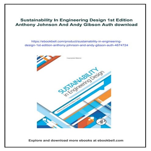 Sustainability In Engineering Design 1st Edition Anthony Johnson And ...