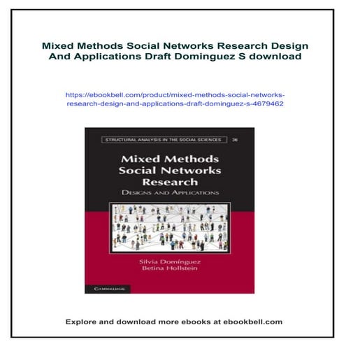 Mixed Methods Social Networks Research Design And Applications Draft Dominguez S
