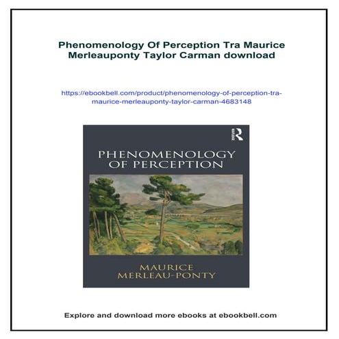 Phenomenology Of Perception Tra Maurice Merleauponty Taylor Carman | PDF