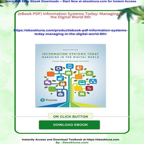 (eBook PDF) Information Systems Today: Managing in the Digital World ...