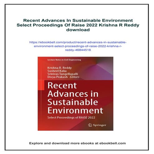 Recent Advances In Sustainable Environment Select Proceedings Of Raise ...
