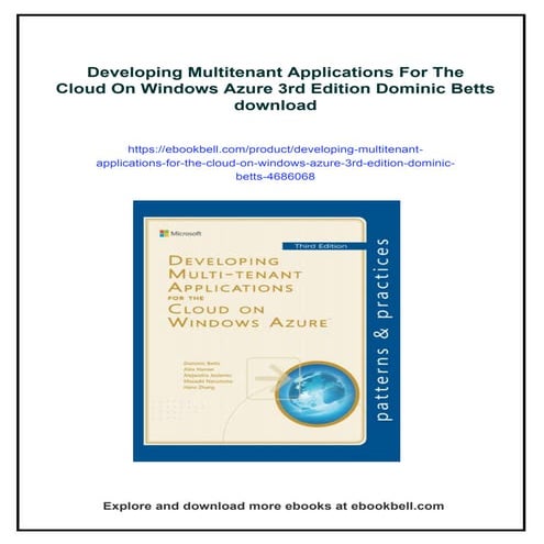Developing Multitenant Applications For The Cloud On Windows Azure 3rd Editio...