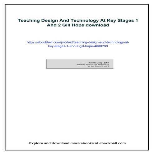Teaching Design And Technology At Key Stages 1 And 2 Gill Hope