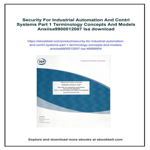 Security For Industrial Automation And Contrl Systems Part 1 ...