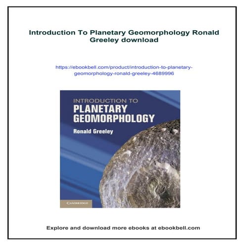 Introduction To Planetary Geomorphology Ronald Greeley