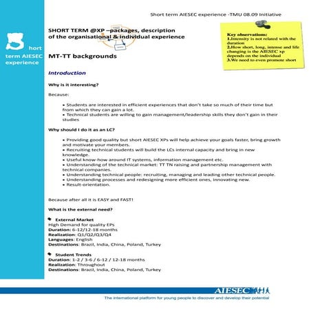 Short term TT recruitment package