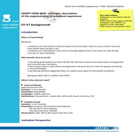 Short term DT -  EP Recruitment guide