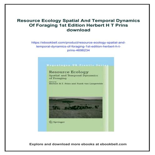 Resource Ecology Spatial And Temporal Dynamics Of Foraging 1st Edition ...