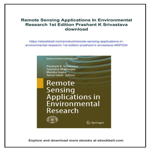 Remote Sensing Applications In Environmental Research 1st Edition ...