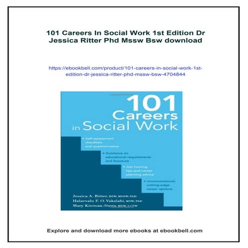 101 Careers In Social Work 1st Edition Dr Jessica Ritter Phd Mssw Bsw