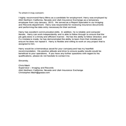 Recommendation letter | DOCX