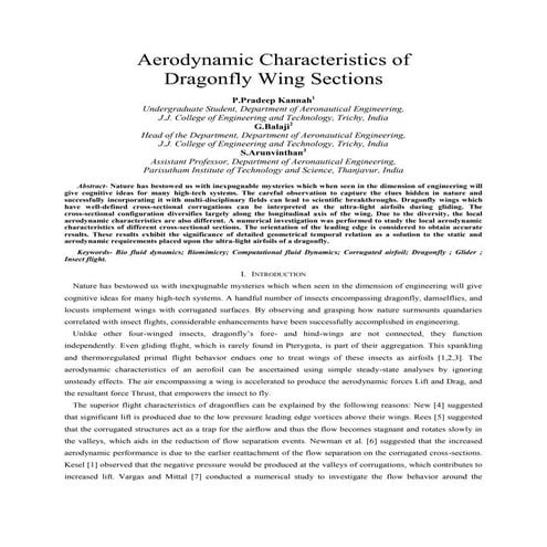 Aerodynamic Characteristics of Dragonfly Wing Sections