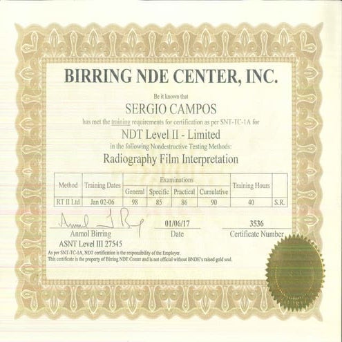 Birring NDE Certification Campos PPT