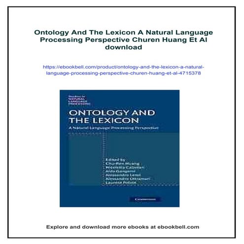 Ontology And The Lexicon A Natural Language Processing Perspective Churen Hua...