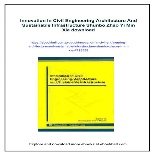 Innovation In Civil Engineering Architecture And Sustainable Infrastructure S...