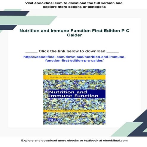 Nutrition and Immune Function First Edition P C Calder