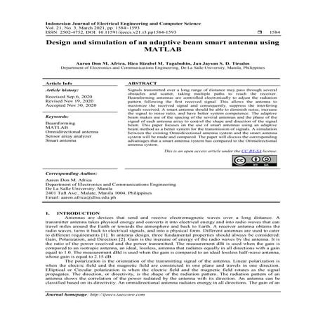 Design and simulation of an adaptive beam smart antenna using MATLAB | PDF