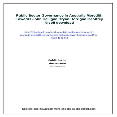 Public Sector Governance In Australia Meredith Edwards John Halligan Bryan Ho...