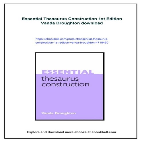 Essential Thesaurus Construction 1st Edition Vanda Broughton