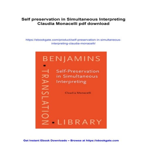 Self preservation in Simultaneous Interpreting Claudia Monacelli | PDF