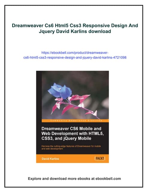 Dreamweaver Cs6 Html5 Css3 Responsive Design And Jquery David Karlins