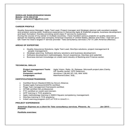 GOKULAN SANKARANARAYANAN Resume_ August 2015