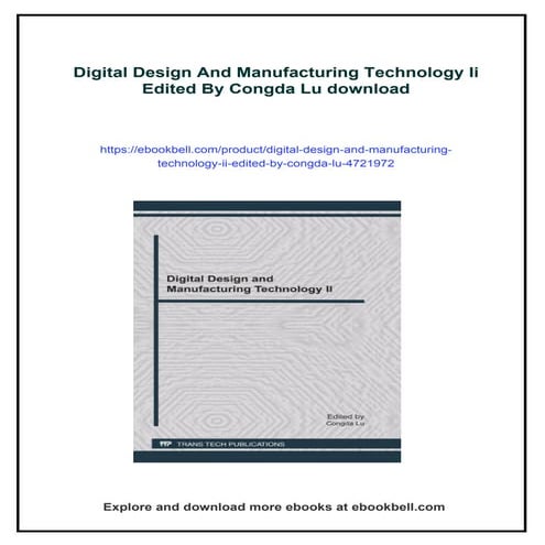 Digital Design And Manufacturing Technology Ii Edited By Congda Lu