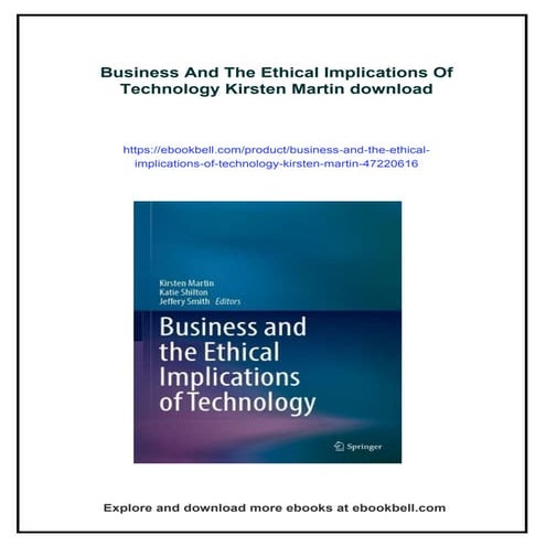 Business And The Ethical Implications Of Technology Kirsten Martin