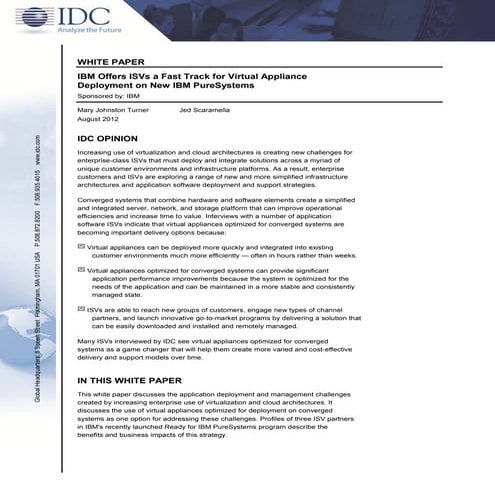 IBM Offers ISVs a Fast Track for Virtual Appliance Deployment on New IBM Pure...