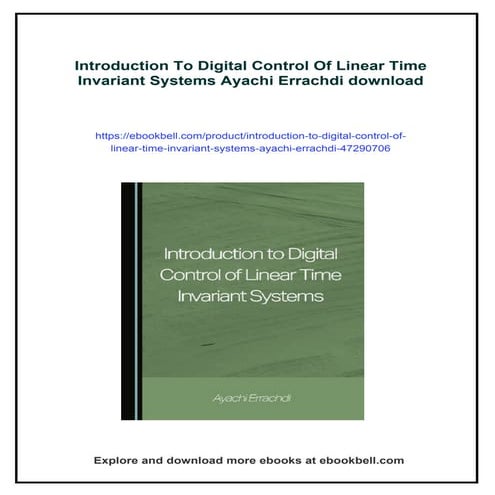 Introduction To Digital Control Of Linear Time Invariant Systems Ayachi Errachdi