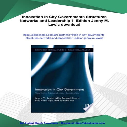 Innovation in City Governments Structures Networks and Leadership 1  Edition ...