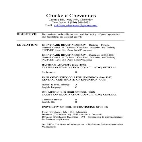 Chicketa Chevannes resume