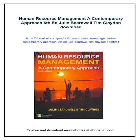 Human Resource Management A Contemporary Approach 6th Ed Julie Beardwell Tim ...