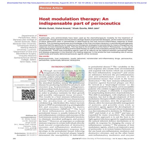 Host modulation therapy: An indispensable part of perioceutics