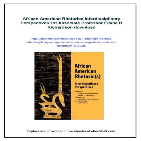 African American Rhetorics Interdisciplinary Perspectives 1st Associate ...