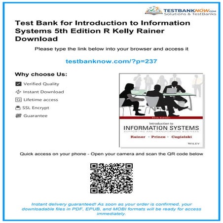 TESTBANK for Introduction to Information Systems 5th Canadian Edition R ...