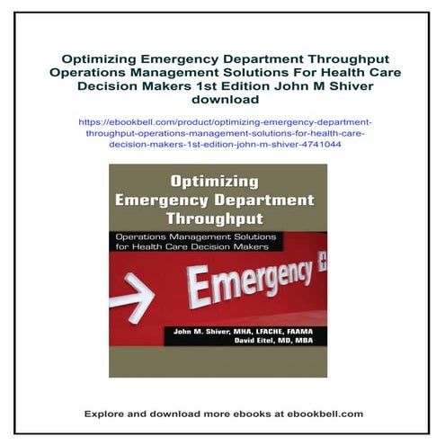Optimizing Emergency Department Throughput Operations Management Solutions Fo...