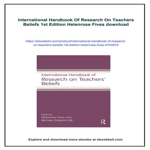 International Handbook Of Research On Teachers Beliefs 1st Edition ...