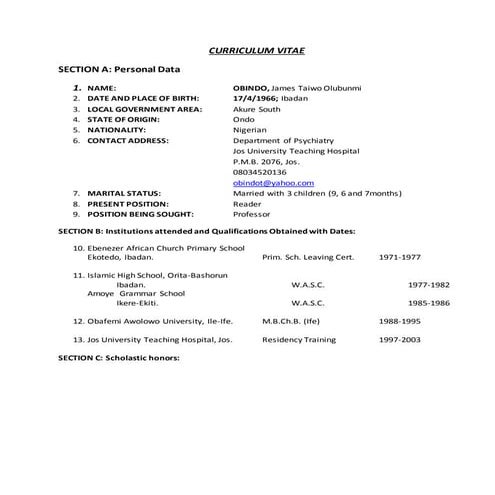 Unijos CV Template (Central)