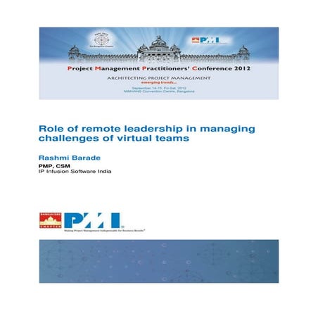 Role of remote leadership in managing challenges of virtual teams | PDF