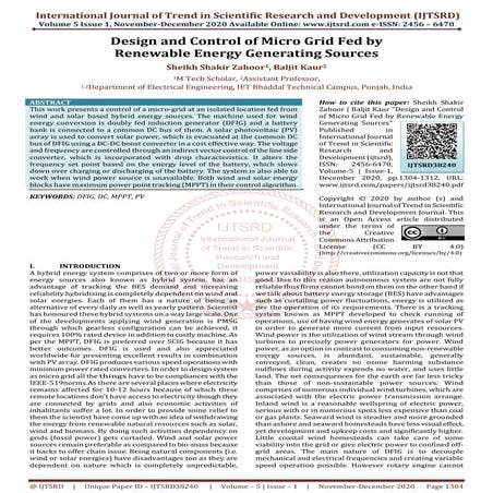 Design and Control of Micro Grid Fed by Renewable Energy Generating Sources