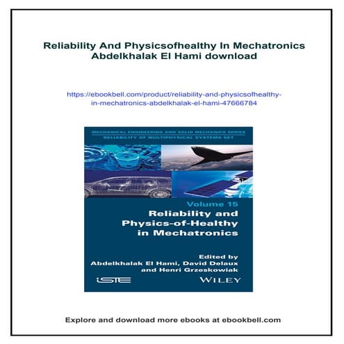 Reliability And Physicsofhealthy In Mechatronics Abdelkhalak El Hami