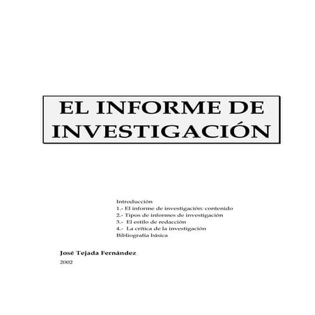 Modelo índice del informe | DOC