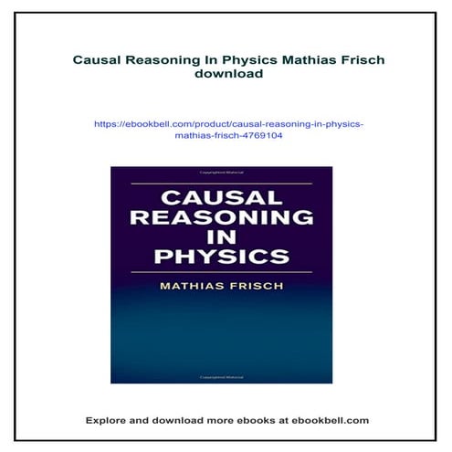 Causal Reasoning In Physics Mathias Frisch | PDF