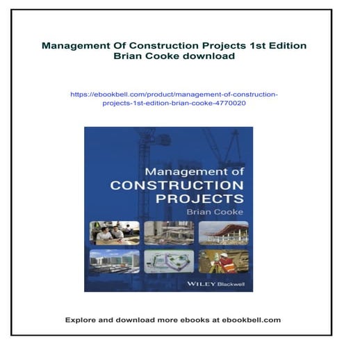 Management Of Construction Projects 1st Edition Brian Cooke